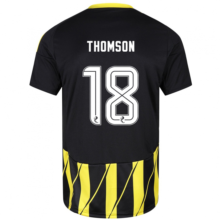 Kids Football Eva Thomson #18 Black Yellow Away Jersey 2024/25 T-Shirt