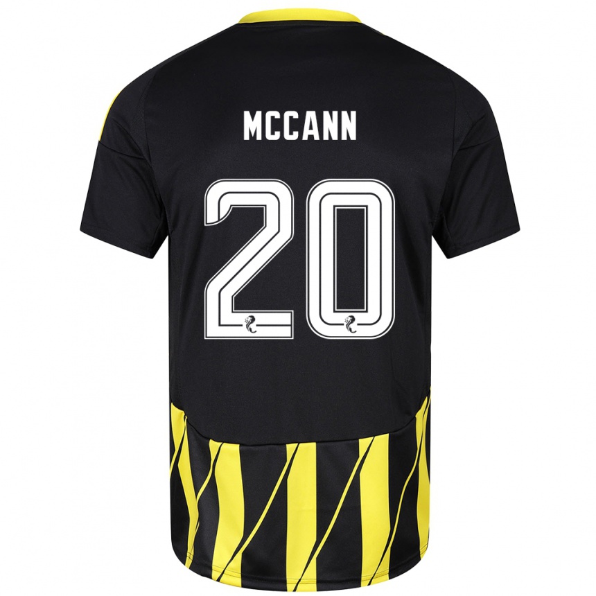 Kids Football Annalisa Mccann #20 Black Yellow Away Jersey 2024/25 T-Shirt