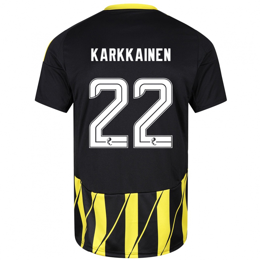 Kids Football Elena Kärkkäinen #22 Black Yellow Away Jersey 2024/25 T-Shirt