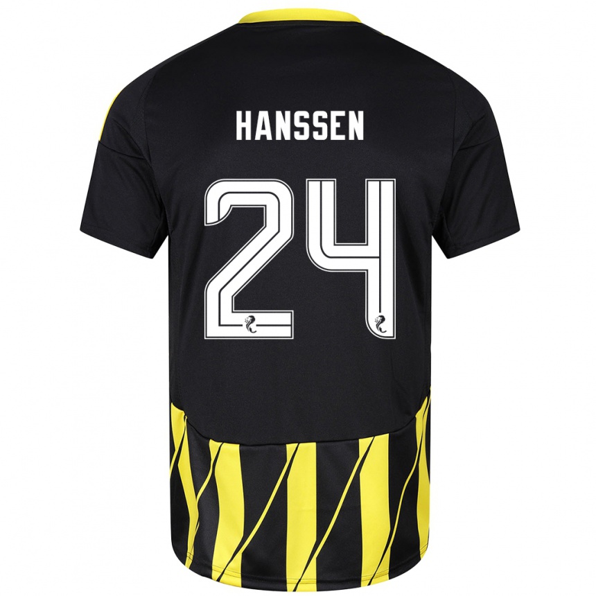 Kids Football Nadine Hanssen #24 Black Yellow Away Jersey 2024/25 T-Shirt