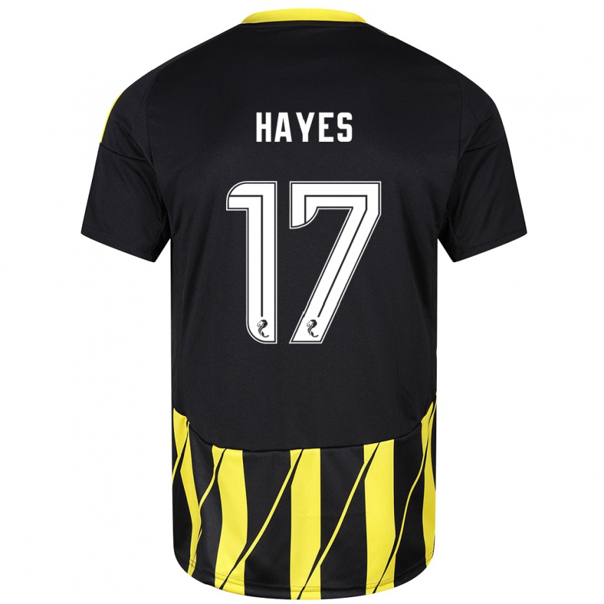 Kids Football Jonny Hayes #17 Black Yellow Away Jersey 2024/25 T-Shirt