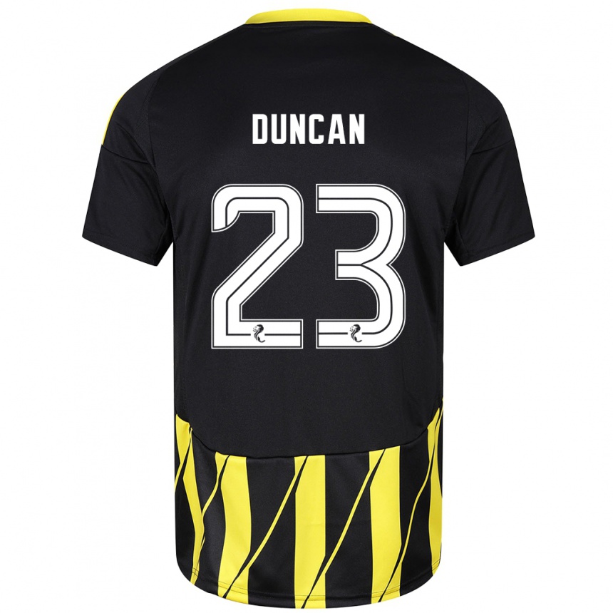 Kids Football Ryan Duncan #23 Black Yellow Away Jersey 2024/25 T-Shirt