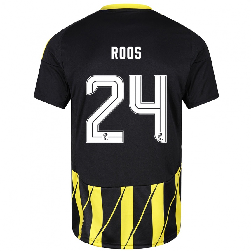 Kids Football Kelle Roos #24 Black Yellow Away Jersey 2024/25 T-Shirt