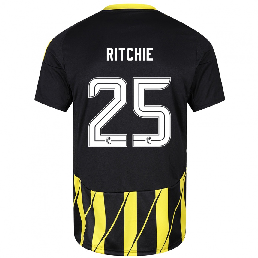 Kids Football Tom Ritchie #25 Black Yellow Away Jersey 2024/25 T-Shirt