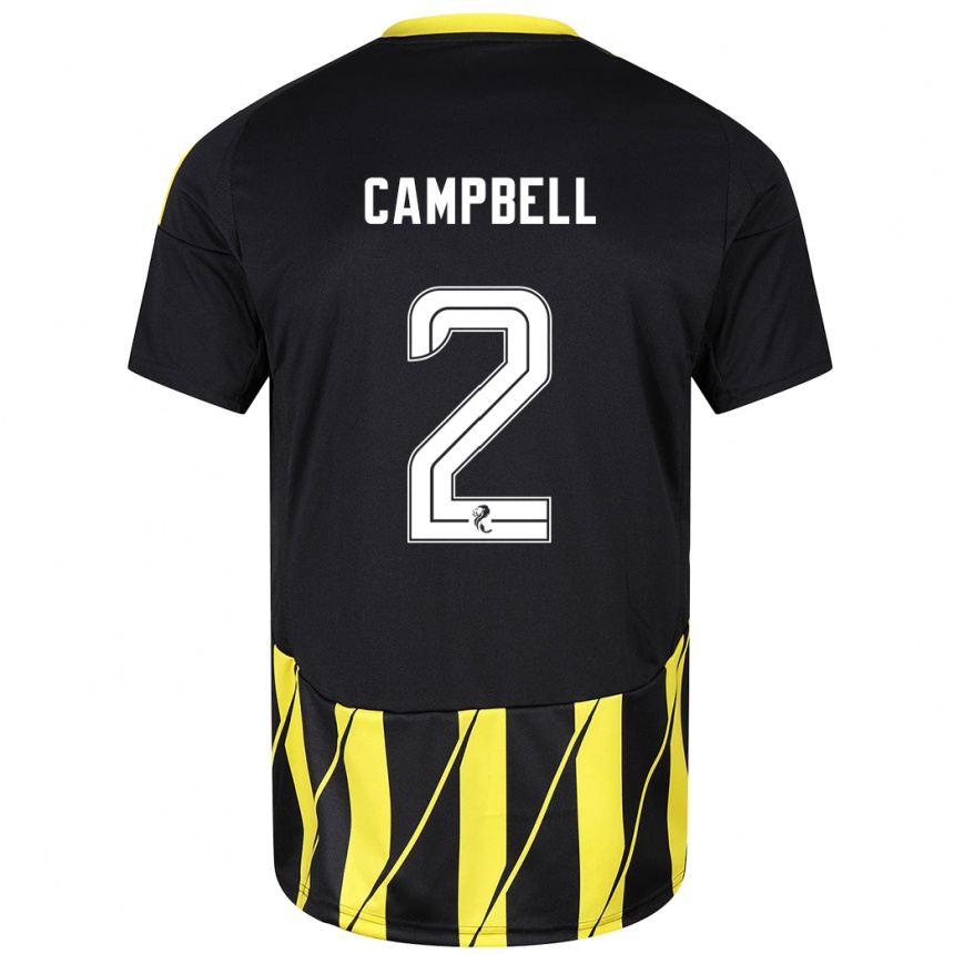 Kids Football Loren Campbell #2 Black Yellow Away Jersey 2024/25 T-Shirt