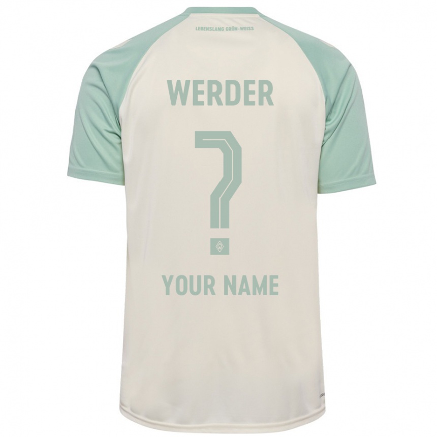 Kids Football Your Name #0 Off-White Light Green Away Jersey 2024/25 T-Shirt