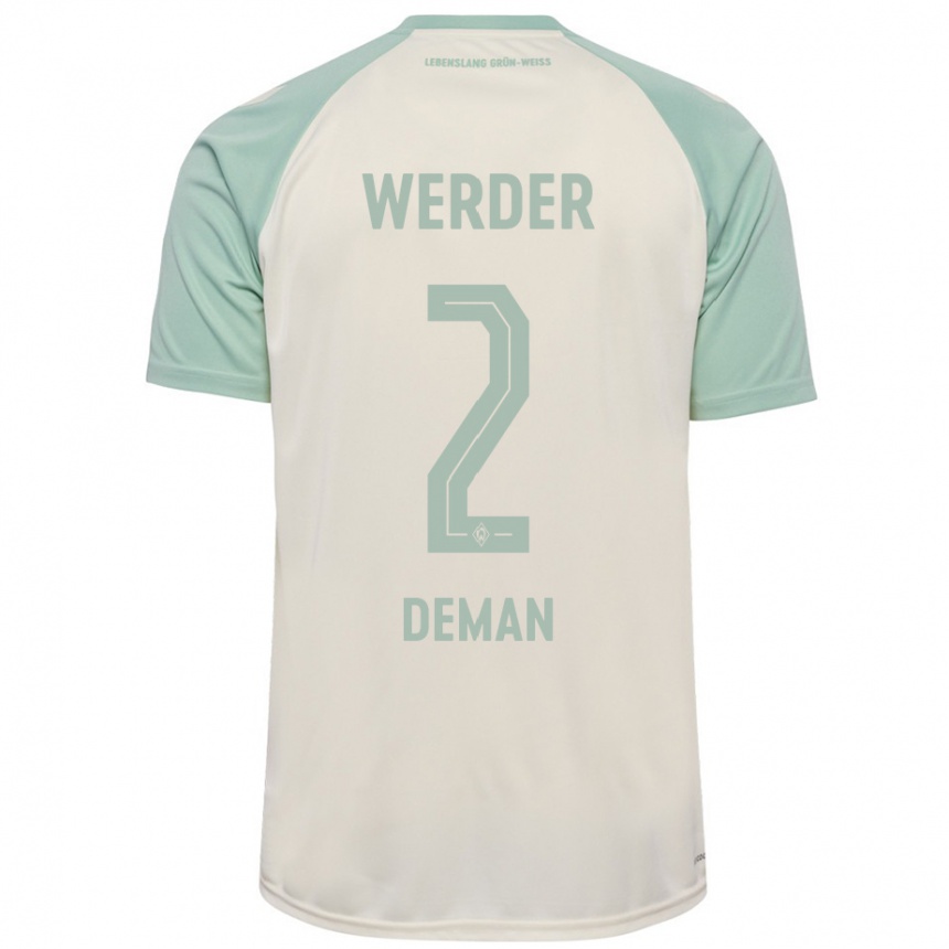 Kids Football Olivier Deman #2 Off-White Light Green Away Jersey 2024/25 T-Shirt