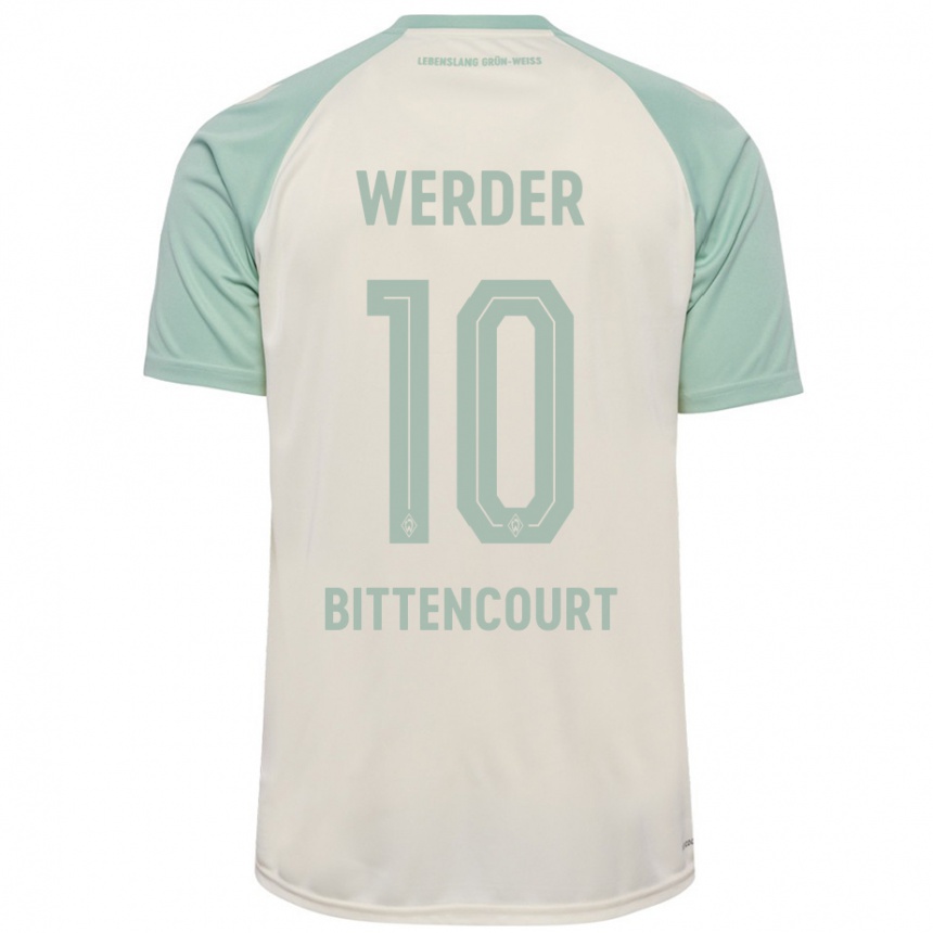 Kids Football Leonardo Bittencourt #10 Off-White Light Green Away Jersey 2024/25 T-Shirt