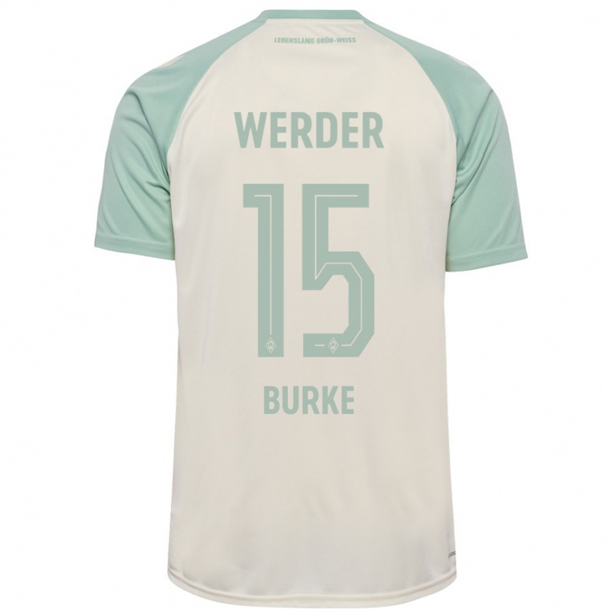 Kids Football Oliver Burke #15 Off-White Light Green Away Jersey 2024/25 T-Shirt