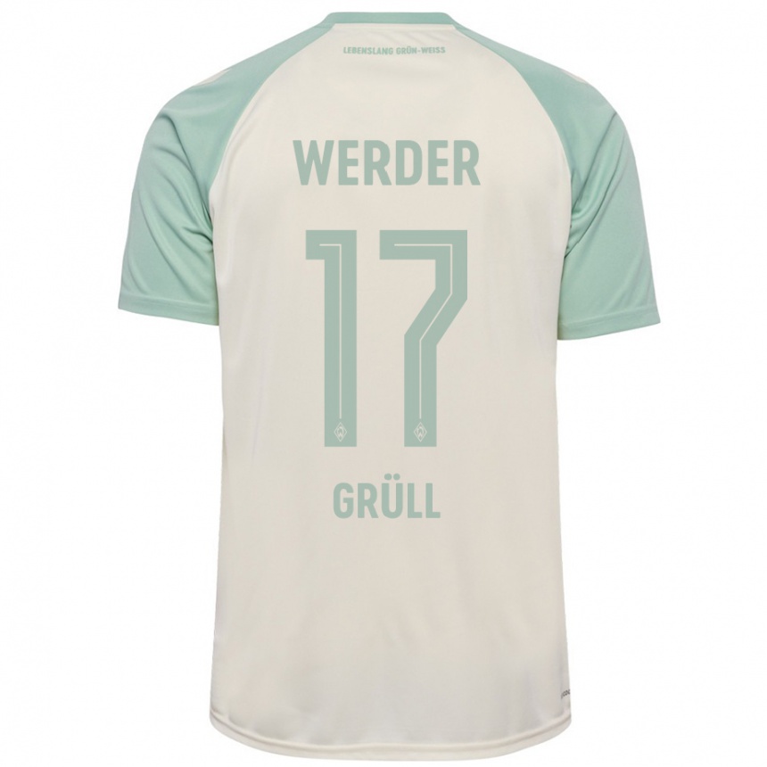 Kids Football Marco Grüll #17 Off-White Light Green Away Jersey 2024/25 T-Shirt