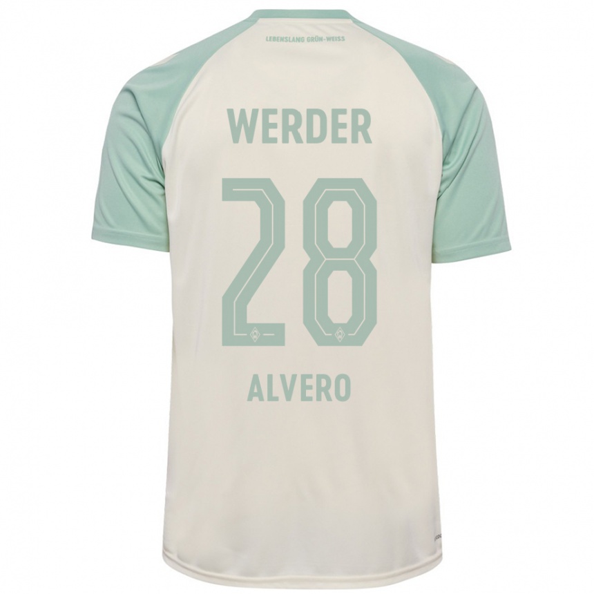 Kids Football Skelly Alvero #28 Off-White Light Green Away Jersey 2024/25 T-Shirt