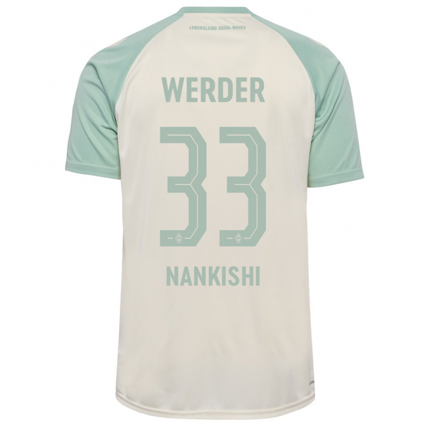 Kids Football Abdenego Nankishi #33 Off-White Light Green Away Jersey 2024/25 T-Shirt