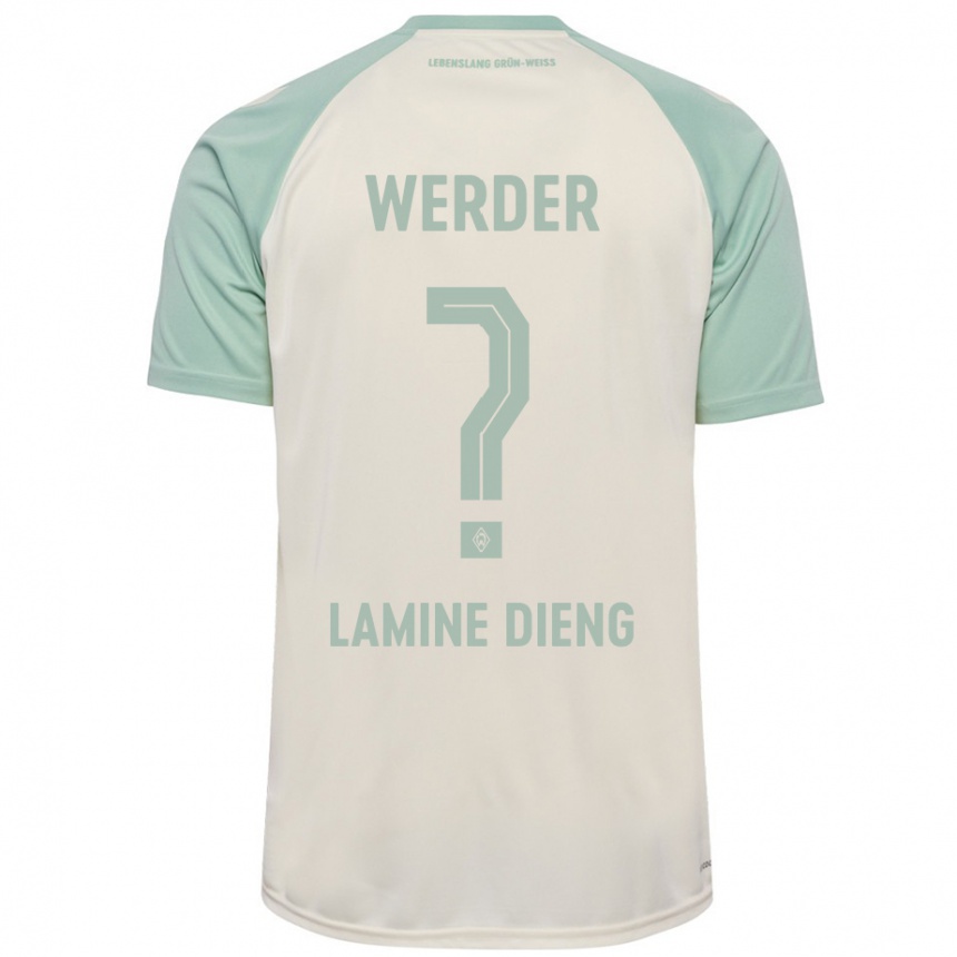 Kids Football Mamadou Lamine Dieng #0 Off-White Light Green Away Jersey 2024/25 T-Shirt