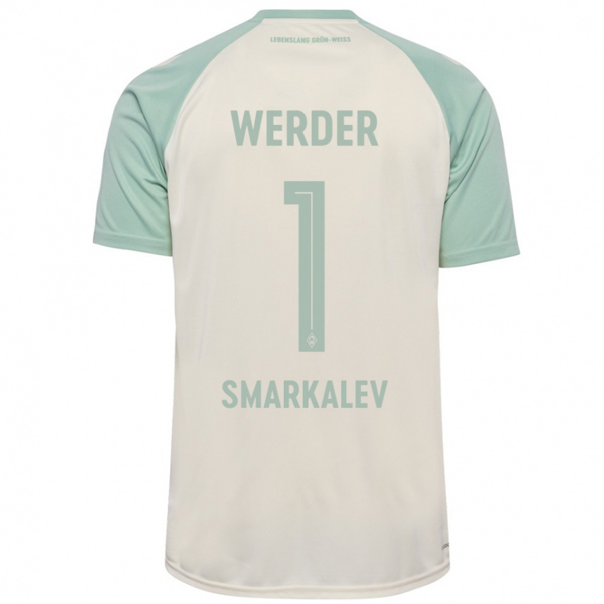 Kids Football Stefan Smarkalev #1 Off-White Light Green Away Jersey 2024/25 T-Shirt