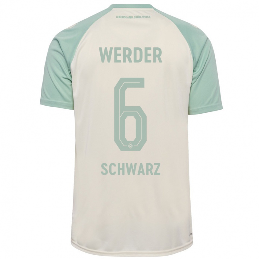 Kids Football Ricardo-Felipe Schwarz #6 Off-White Light Green Away Jersey 2024/25 T-Shirt