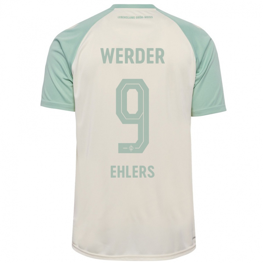 Kids Football Jannic Ehlers #9 Off-White Light Green Away Jersey 2024/25 T-Shirt