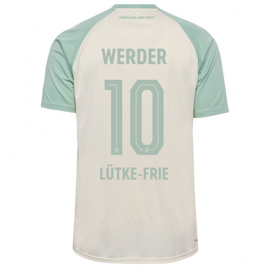 Kids Football Dennis Lütke-Frie #10 Off-White Light Green Away Jersey 2024/25 T-Shirt