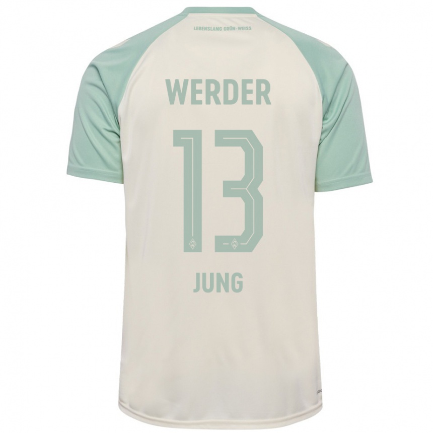 Kids Football Seong-Hyeon Jung #13 Off-White Light Green Away Jersey 2024/25 T-Shirt