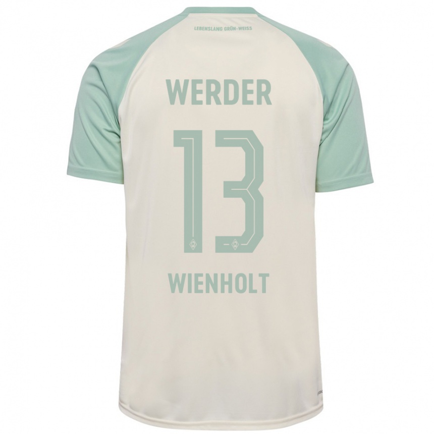 Kids Football Paul Wienholt #13 Off-White Light Green Away Jersey 2024/25 T-Shirt