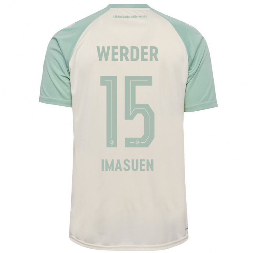 Kids Football Joel Imasuen #15 Off-White Light Green Away Jersey 2024/25 T-Shirt