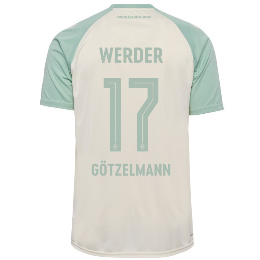 Kids Football Patrick Götzelmann #17 Off-White Light Green Away Jersey 2024/25 T-Shirt