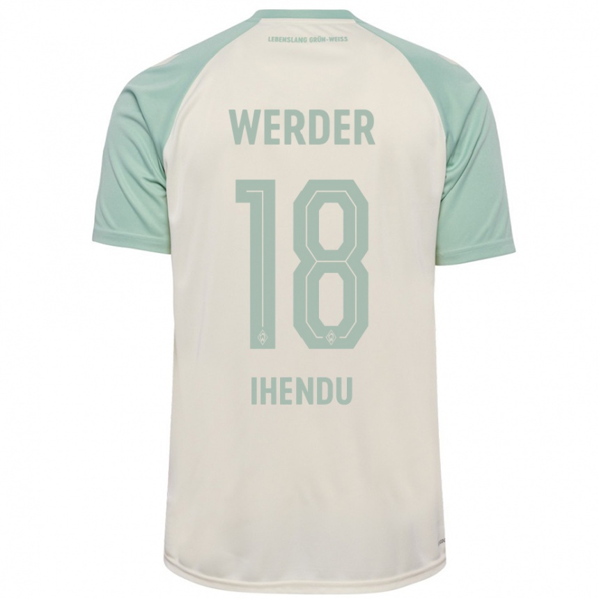 Kids Football Daniel Ihendu #18 Off-White Light Green Away Jersey 2024/25 T-Shirt