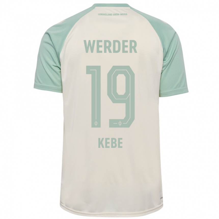 Kids Football David Kébé #19 Off-White Light Green Away Jersey 2024/25 T-Shirt