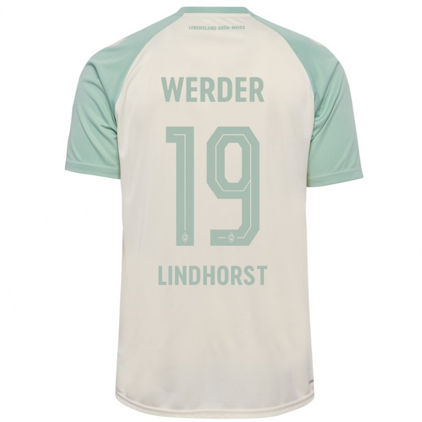 Kids Football Jerrit Lindhorst #19 Off-White Light Green Away Jersey 2024/25 T-Shirt