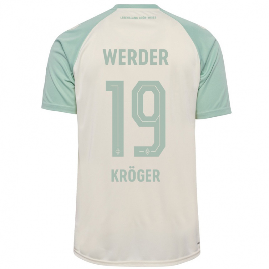 Kids Football Moritz Kröger #19 Off-White Light Green Away Jersey 2024/25 T-Shirt