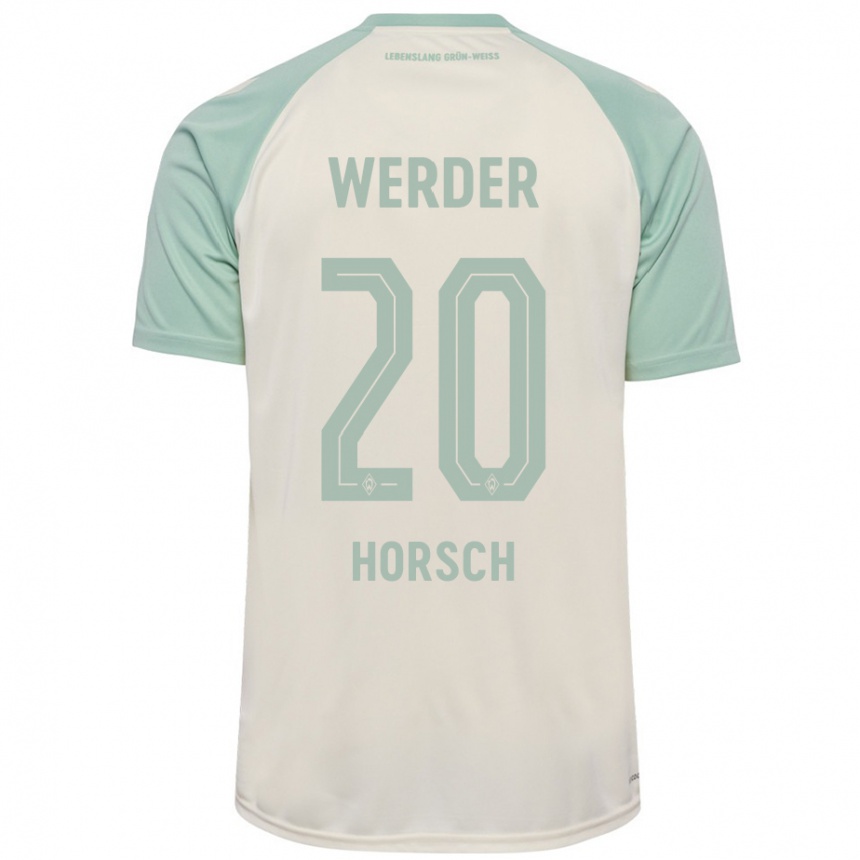 Kids Football Jonas Horsch #20 Off-White Light Green Away Jersey 2024/25 T-Shirt