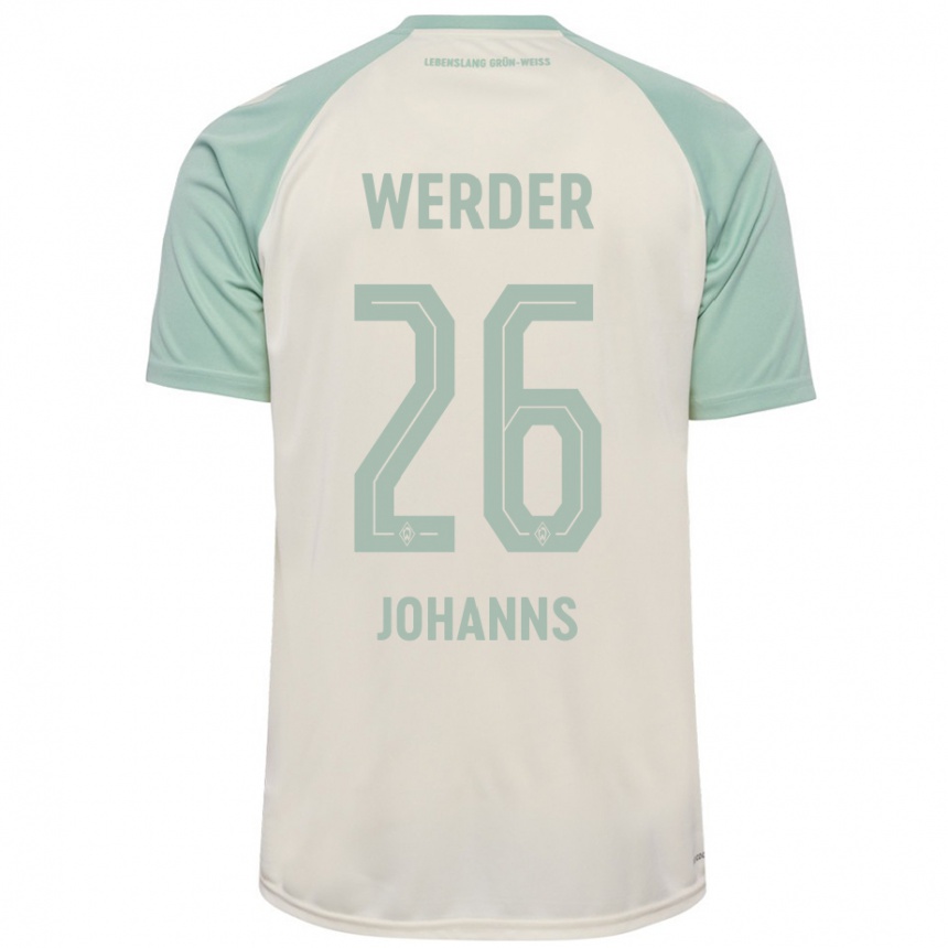 Kids Football Lennart Johanns #26 Off-White Light Green Away Jersey 2024/25 T-Shirt