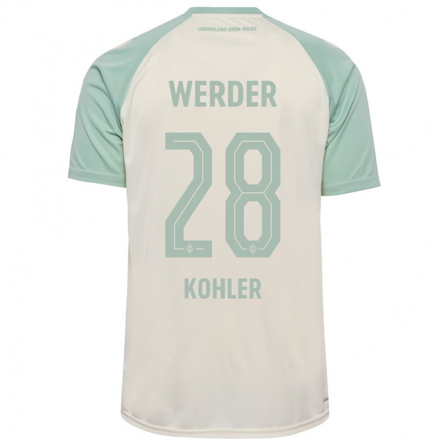 Kids Football Ethan Kohler #28 Off-White Light Green Away Jersey 2024/25 T-Shirt