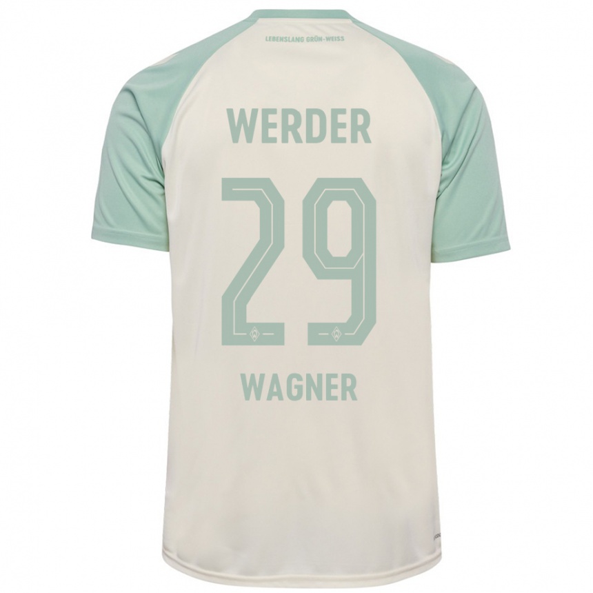 Kids Football Paul Wagner #29 Off-White Light Green Away Jersey 2024/25 T-Shirt