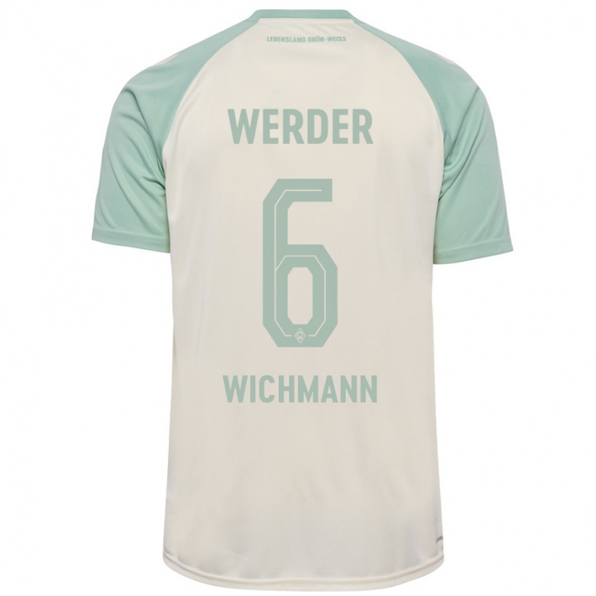 Kids Football Reena Wichmann #6 Off-White Light Green Away Jersey 2024/25 T-Shirt