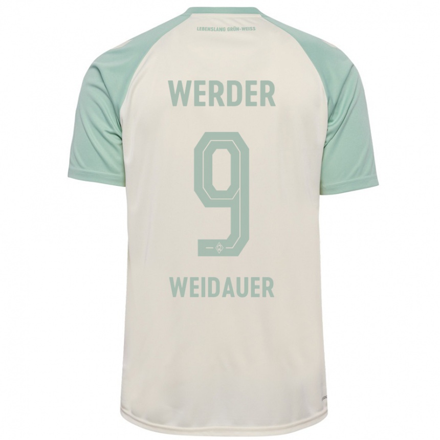 Kids Football Sophie Weidauer #9 Off-White Light Green Away Jersey 2024/25 T-Shirt