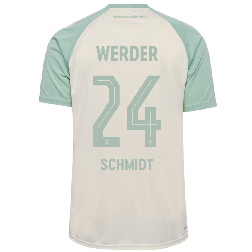 Kids Football Lara Schmidt #24 Off-White Light Green Away Jersey 2024/25 T-Shirt