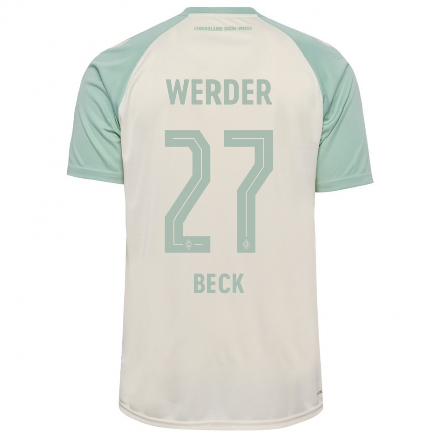 Kids Football Sharon Beck #27 Off-White Light Green Away Jersey 2024/25 T-Shirt