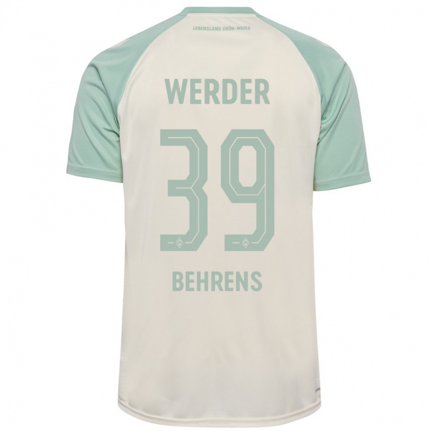 Kids Football Jette Behrens #39 Off-White Light Green Away Jersey 2024/25 T-Shirt