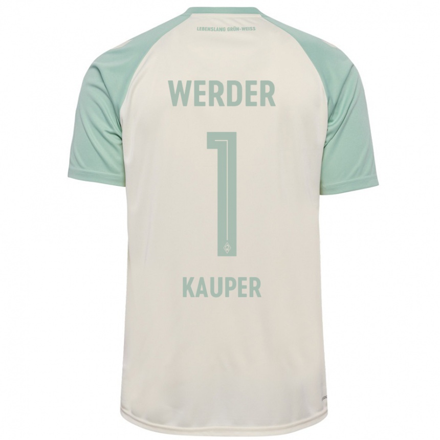 Kids Football Ben Käuper #1 Off-White Light Green Away Jersey 2024/25 T-Shirt