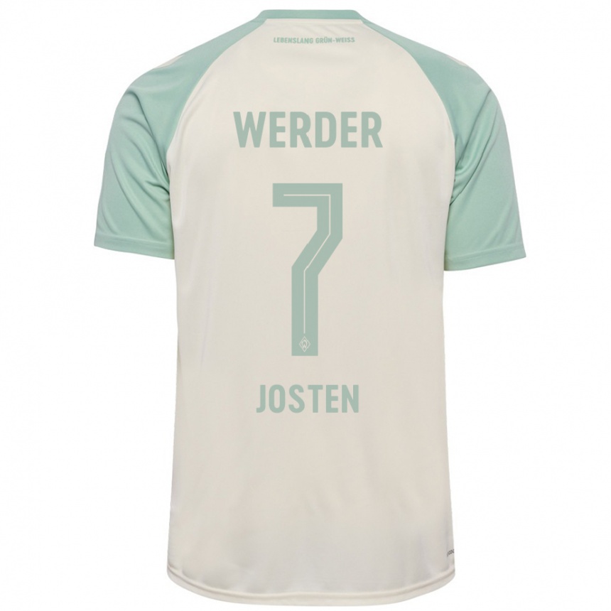 Kids Football Lisa Josten #7 Off-White Light Green Away Jersey 2024/25 T-Shirt