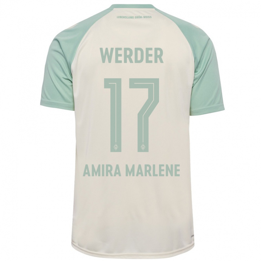 Kids Football Amira Marlene Dahl #17 Off-White Light Green Away Jersey 2024/25 T-Shirt