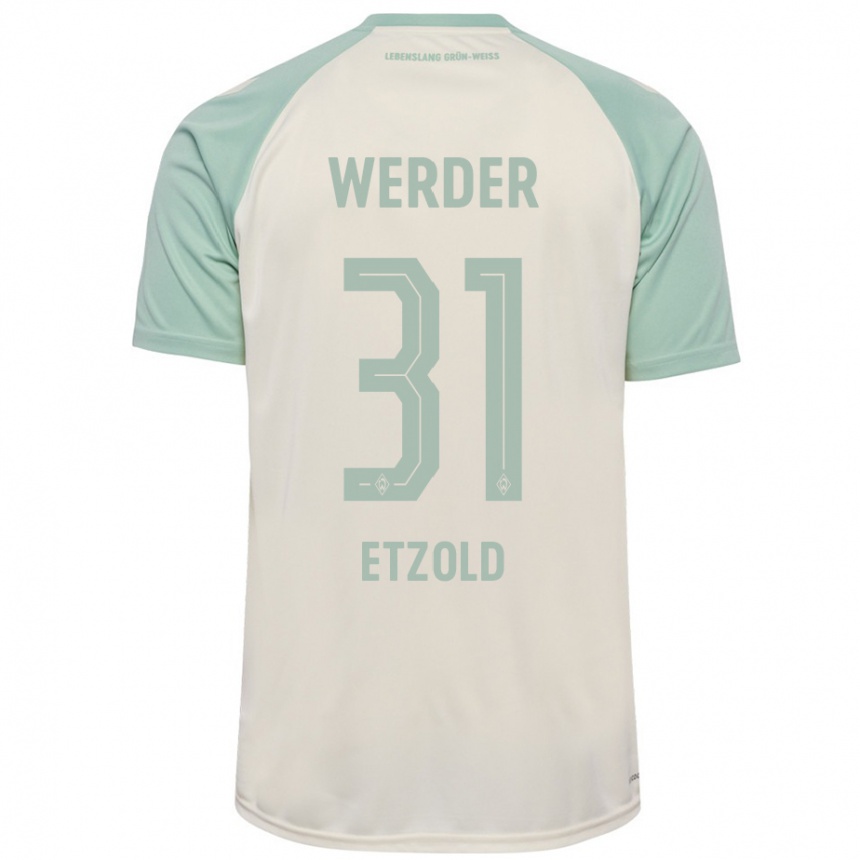 Kids Football Hannah Etzold #31 Off-White Light Green Away Jersey 2024/25 T-Shirt