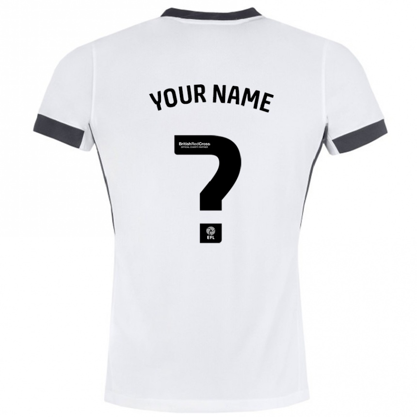 Kids Football Your Name #0 White Black Away Jersey 2024/25 T-Shirt