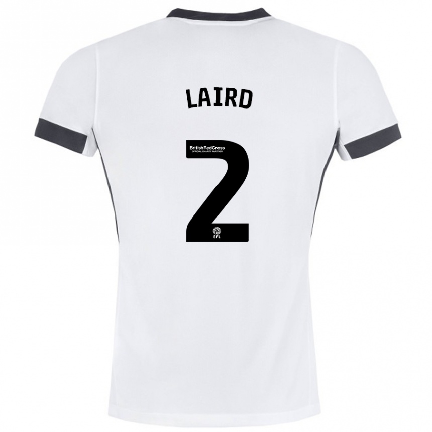 Kids Football Ethan Laird #2 White Black Away Jersey 2024/25 T-Shirt