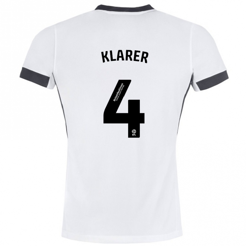 Kids Football Christoph Klarer #4 White Black Away Jersey 2024/25 T-Shirt