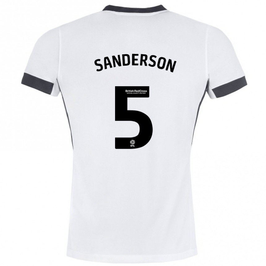 Kids Football Dion Sanderson #5 White Black Away Jersey 2024/25 T-Shirt