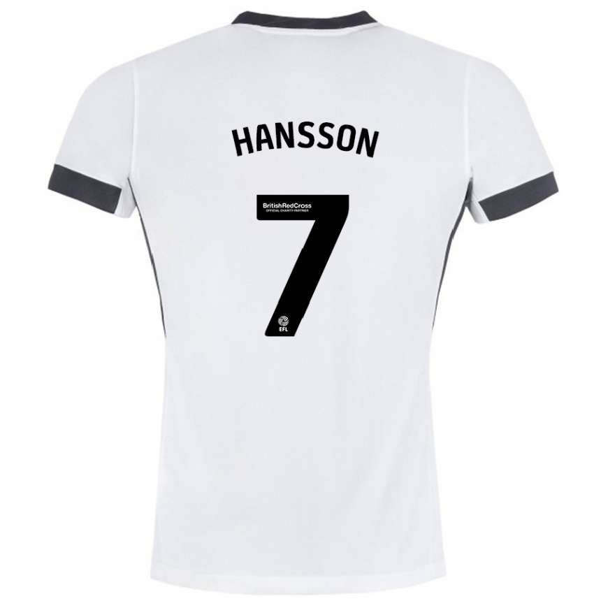 Kids Football Emil Hansson #7 White Black Away Jersey 2024/25 T-Shirt