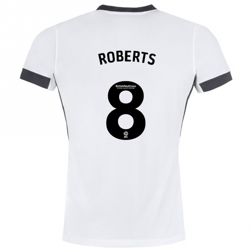 Kids Football Tyler Roberts #8 White Black Away Jersey 2024/25 T-Shirt