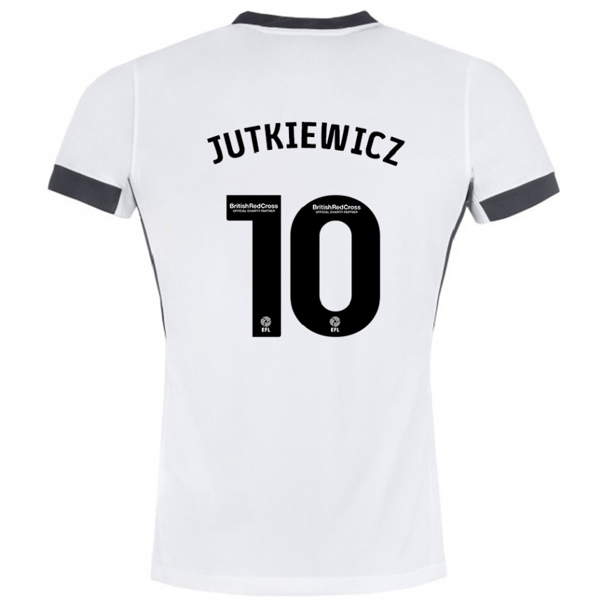 Kids Football Lukas Jutkiewicz #10 White Black Away Jersey 2024/25 T-Shirt