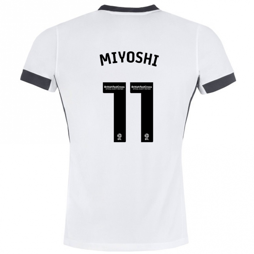 Kids Football Koji Miyoshi #11 White Black Away Jersey 2024/25 T-Shirt